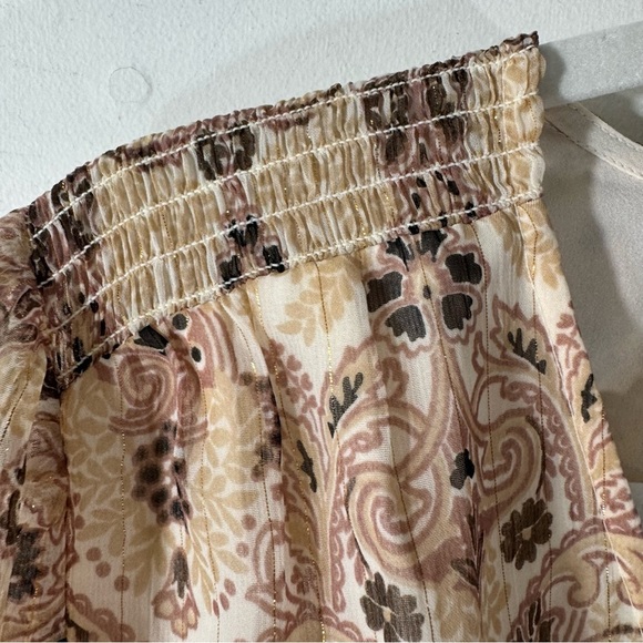 Loft Cream and Brown Floral Surplice Top NWT - Picture 4 of 12
